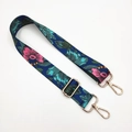 Adjustable wide shoulder strap for crossbody bags with blue and pink floral pattern - Blue Tropical Floral