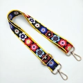 Adjustable wide shoulder strap with colorful floral daisy patterns and golden metal buckles - Rainbow Daisy