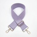 Detail view of lilac purple adjustable wide strap with golden lobster clasps for handbags - Light Purple