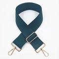 Detail of adjustable dark green wide shoulder strap with golden metal lobster clasps - Dark Green