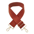 Adjustable brick red wide woven nylon replacement strap with polished gold hardware - Yellow Brown