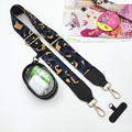 Detail of leopard print crossbody phone strap with golden hooks and mini pouch - Blue Leopard (With Pouch Set)