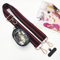 Adjustable black and red striped strap with clear PVC coin pouch and gold hardware - Black Stripe With Clear Pouch And Phone Gasket