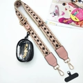 Ethnic style woven phone strap with detachable coin purse and metal carabiner detail - Pink Khaki Diamond (With Pouch Set)
