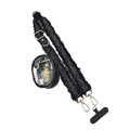 Multifunctional black tweed phone strap with gold carabiners and small clear pouch - Gold Buckle / Black With Black Pouch And Gasket
