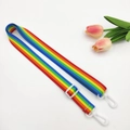 Tracolla regolabile a strisce arcobaleno con ganci in plastica per borse e accessori - Arcobaleno + Fibbia Bianca