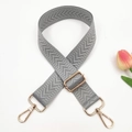 Detail of adjustable grey high-density webbing bag strap with gold metal lobster clasps - Light Gray