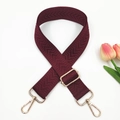 Detail of burgundy replacement bag strap with V-shaped weave and gold swivel hooks - Dark Wine Red