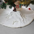 Weißer Plüsch-Weihnachtsbaumrock mit Perlen-Schleifen und elegantem Perlen-Saum - 90cm / Weiß