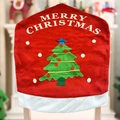 Housse de chaise Noël rouge avec texte Merry Christmas et application sapin festif en 3D - Sapin de Noël rouge