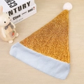 Gorro de Navidad festivo con lentejuelas doradas y ribete de felpa blanca decorativo - Dorado