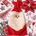 Christmas Santa Claus drawstring wine bottle gift bag with red and white festive holiday decor - Santa Claus Style (Santa Claus Wine Bottle Bag)