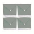 Set of four grey-green and white felt Christmas chair covers in envelope-style design - Plain Style / Light Gray