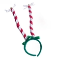 Cerchietto natalizio con bastoncini di zucchero a righe bianche e rosse e fiocco - 12*40cm / Cerchietto Natalizio a Righe Rosse e Bianche