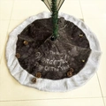 Grijze kerstboomrok met geborduurde letters en witte pluche rand van imitatiebont - 78CM / Grijze Pluche Geborduurde Boomrok