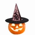 Cappello da strega con paillettes oro rosa per decorazione Halloween su zucca - Marrone
