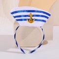 Cerchietto da marinaio con strisce blu e ancora dorata per costumi di carnevale - Taglia unica / Cerchietto Marina Blu