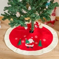 Gonna per albero di Natale rossa con Babbo Natale ricamato e motivi a fiocchi di neve - Rosso e Bianco