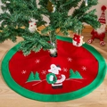 Jupe de sapin de Noël rouge et verte classique avec broderie festive de Père Noël et flocons - 90cm / Style Père Noël Rouge et Vert