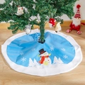 Jupe de sapin de Noël bleue et blanche avec motif bonhomme de neige brodé - 90cm / Style Bonhomme de Neige Bleu