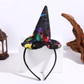Halloween wizard hat headband with rainbow unicorn and star patterns for festive parties - Colorful Witch Hat Style