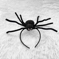Diadema creativa de araña negra con textura de felpa y ojos brillantes para Halloween - Talla única / Estilo de Araña con Purpurina (Negro 1)