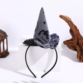 Silver witch hat headband with bat and star prints for Halloween party costume - Bat Witch Hat Style