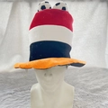 Cappello da tifoso di calcio a strisce con decoro a pallone per carnevale e feste - Rosso