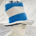 Cappello da tifoso in peluche a righe bianche e blu con due palloni per feste di calcio - Blu