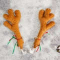 Corna di renna di Natale in peluche marrone per auto con campanellini e nastri colorati - Corna Luminose