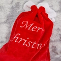 Large red plush Christmas gift bag with white Merry Christmas embroidery and drawstring - Plush Letter Embroidery Style