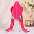 Sombrero de fiesta de calamar de terciopelo rosa con tentáculos para disfraces festivos - Talla única / Sombrero de Pulpo de Terciopelo Rosa