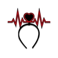 Valentinstag Haarreif mit rotem Herz und EKG-Herzschlaglinie auf schwarzem Bügel - Einheitsgröße / Herz EKG Design (Stil 4)