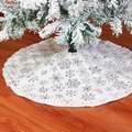 Ivory plush Christmas tree skirt with gold and silver foil snowflakes for holiday decor - 90cm / Gold Snowflake