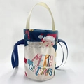Sac cadeau de Noël bleu avec imprimé Joyeux Noël et cordon de serrage pour bonbons - Style Lettre Bleu Roi