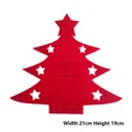 Détail du porte-couverts sapin de Noël en feutre rouge avec dimensions 21cm sur 19cm - Rouge