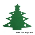 Détail du porte-couverts sapin de Noël en feutre vert avec étoiles blanches 21x19cm - Vert