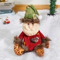 Christmas Santa Claus gift bag in red knit with green plaid hat and heart window - 3D Santa Claus Bag
