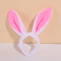 Cerchietto con orecchie di coniglio in peluche bianco e rosa per costumi di Pasqua - Taglia unica / Rosa