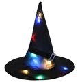 Chapeau de sorcière noir pour Halloween avec lumières LED colorées et boucle argentée - Avec Lumières LED / Noir