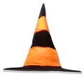 Classic black and orange striped pointed witch hat for Halloween costume accessories - L / Orange