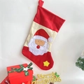 Large red and white Christmas stocking with Santa Claus embroidery and a hanging loop - Snowman Style