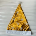 Golden Christmas hat with white snowflake patterns and plush trim for festive decor - Gold (Classic Snowflake)