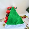 Adult classic green plush Christmas hat with white fur trim and pompom on a gift box - Green