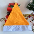 Festive yellow Christmas hat with white plush trim and pom pom for holiday party decoration - Orange