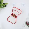 Calza natalizia a forma di osso con ricamo WOOF e bordo rosso per decoro animali - Forma di Osso (Ricamo WOOF) / Bianco