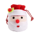 Creative Santa Claus drawstring gift bag with white faux fur beard and holly leaf detail - Embroidered Santa Claus Style