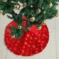 Jupe de sapin de Noël en peluche rouge avec des flocons de neige dorés brillants - Style Rouge avec Flocon de Neige en Paillettes Or (90CM)