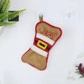 Calza natalizia a forma di osso di cane con ricamo WOOF e decorazione in peluche rossa - Forma di Osso (Ricamo WOOF) / Marrone