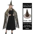 Halloween wizard cloak and hat set with gold bat pumpkin pattern for adult cosplay - Gold Bat Hat And Cloak Set